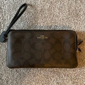 Coach double zip wristlet.